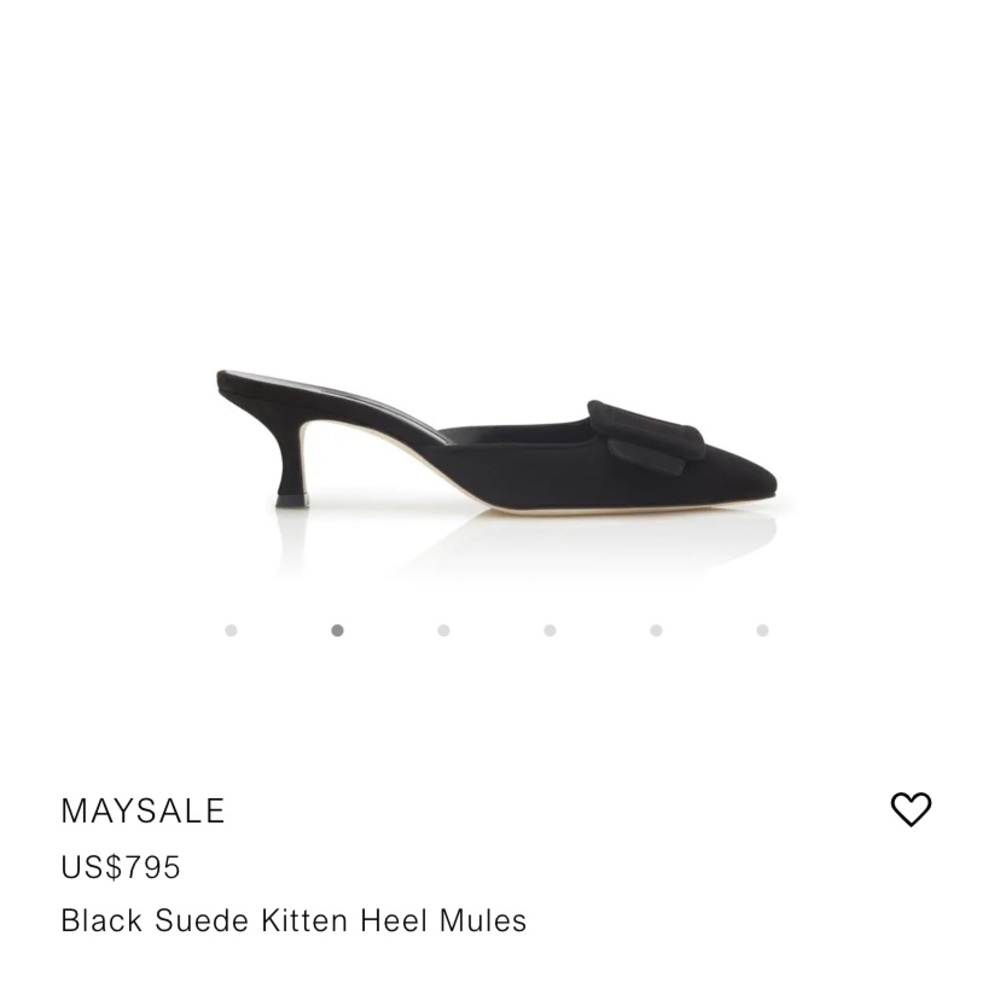 Manolo Blahnik Black Suede Pointed-Toe Buckle Mules - Picture 8 of 9